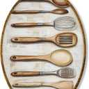 Hiuwevt Vintage Rustic Kitchen Utensil Oval Wall Art Decor, Cooking Tools Country Hanging Framed Canvas Prints, Cottagecore Round Wall Hanging Decor for Bedroom Home Decorations, 8.6x11.4 Inches