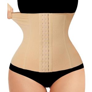 LODAY Waist Trainer Corset Shapewear Tummy Control Body Shaper Waist Cincher for Women Faja Postpartum Belly Band Wrap (Small, Beige Hook)