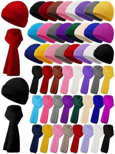 Shyyween Kids Beanie Hat Scarf Set Valentine's Day Warm Winter Gifts Toddler Boys Girls Knit Cap Neck Warmer School Homeless