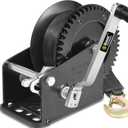 2000lbs Capacity Heavy Duty Boat Trailer Winch, Crank Strap Gear Winch with 20 Feet Wear-Resistant Strap, Manual Operated Two-Way Ratchet Portable Hand Winch for Boat ATV RV Trailer Marine