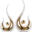 XMGZQ 2pcs White and Gold Modern Abstract Art Statue Table Decoration, Elegantes Ceramic Statue for Home Décor Accent, Mantel, Bookshelf, Centerpiece Table Decorations for Dining Room, adornos para sala