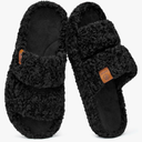 EverFoams Womens Fuzzy Open-toe Slippers Soft Comfy Memory Foam Indoor House Shoes, 11-12