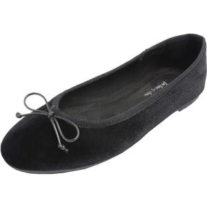 FEVERSOLE Women's Ultra Soft Colorful Memory Foam Cushioned Faux Suede Home Ballet Flats (7.5, Black Velvet)