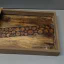 16 Inch Wooden Serving Tray with Handles Premium Engraved Solid Wood Tray for Coffee Table Ottoman Kitchen Counter & Farmhouse Home Dcor Rustic Decorative Entertaining Platter