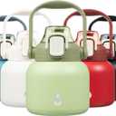 BJPKPK Insulated Water Bottles with Straw, 20 oz Cute Water Bottles with Handle, BPA Free Stainless Steel Metal Jug, Easy Carry Flasks for Men & Women, Light Green