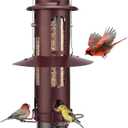 Kingsyard Squirrel Proof Bird Feeder with Removable Base, All Metal, Tube Bird Feeders for Outdoors Hanging, Easy to Clean & Refill, Antique Copper