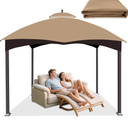 10'x12' Gazebo Cover Canopy Replacement Top Double Tiered Outdoor Canopy Cover Waterproof Grill Patio BBQ Gazebo Roof for Garden Shelter Durable Roof(Coffee)