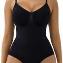 SHAPERX Women's Shapewear Bodysuit Tummy Control Body Shaper Waist Snatching Seamless Brief Body Suit, SZ5213-Black-S/M