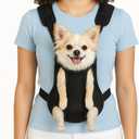 Inspack Dog Backpack Carrier/Cat Carrier, Adjustable Pet Front Carriers Travel Bag for Puppy Medium Dogs, Legs Out, Soft Ventilated Dog Chest Carry Backpacks for Hiking/Camping, 2.5-4 lbs, Black