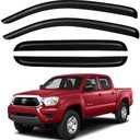 KPY Window Visor Compatible with Toyota Tacoma Double Cab 2005-2015, Rain Guard Side Window Vent Deflectors Tape-On Style, 2005 2006 2007 2008 2009 2010 2011 2012 2013 2014 2015, Black