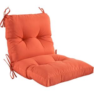 Outdoor Indoor Seat/Back Chair Tufted Cushion,All-Weather Patio Chair Cushion with Ties,for Patio Furniture,Orange