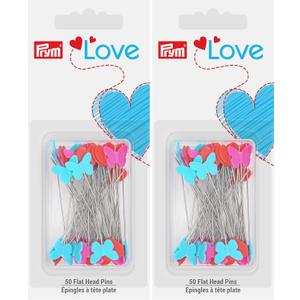 Prym Love Flat Head Pins, 50 Count (Pack of 2), Multicolor