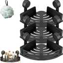 Triangle Suction Cup Shower Caddy, No-Drill Bathroom Suction Storage Box, ABS and Heightened Design, Corner Shower Caddy Suction Cup for Kitchen and Bathroom (3Pcs Abs Black)