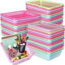 Zhehao 48 Pack Classroom Storage Baskets, Small Plastic Storage Baskets, Colorful Paper Organizer Trays, Pencil Crayon Pencil Containers for School Home Office Supplies, 13. 6" l x 10. 2" W x 3. 3" H