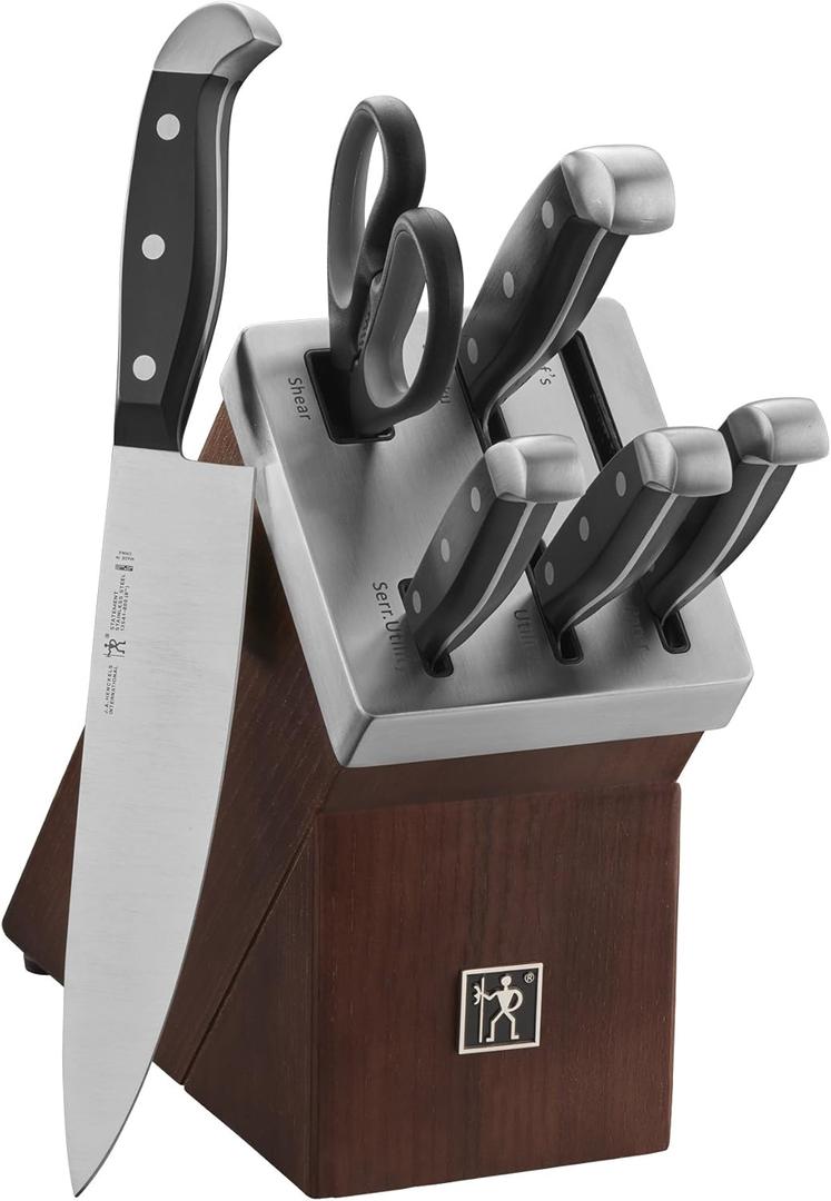 HENCKELS Statement Razor-Sharp 7-Piece White Handle Knife Set, Chef Knife, Bread Knife, German Engineered Knife Informed by over 100 Years of Mastery (Dark Brown)
