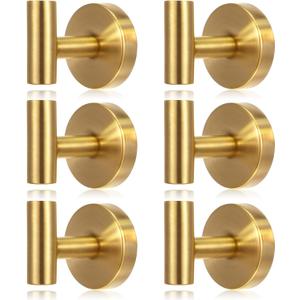 Shimeyao 6 Pack Suction Cup Hooks for Shower Stainless Steel No Drill Shower Hooks Removable Metal Towel Hanging for Wall Kitchen Glass Mirror Towels Robes Window Loofah(Gold, Hanging Hook)