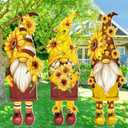 Beeveer 3 Pcs Summer Sunflower Gnome Yard Signs with Stake 32" x 10" Sunflower Gnome Outdoor Lawn Decorations Waterproof Welcome Summer Party Yard Signs for Home Garden Outdoor Pathway Supplies
