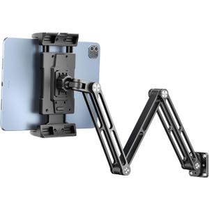 OHLPRO Aluminum Tablet Wall Mount Holder - 360° Adjustable & Extendable 3-Stage Arm for iPad Pro/Air/Mini, Galaxy Tab 5-13" | Heavy Duty Metal Stand for Kitchen, Office, Bedroom