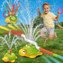 Water Sprinkler for Kids - Airyard 3-in-1 Turtle Sprinkler Toys with Snail Plash Ring Toss Game & 360 Rotating Spray Backyard Summer Fun Outdoor Water Toys for Toddlers Boys Girls Ages 3 4 5 6 7 8