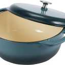 Amazon Basics Enameled Cast Iron Dutch Oven Pot with Lid, Oven Safe, Heavy-Duty, Dual Handles for Braising, Stews, Roasting, Round, 6-Quart, Gray