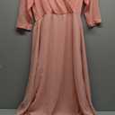 3/4 Sleeve Maternity Dress Leaf Lace Contrast Chiffon V Neck Wrap A Line Flowy Pregnancy Dresses for Baby Shower, M