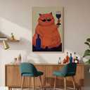Framed Orange Cat Canvas Wall Art for Living Room, Large Vintage Funny Animal Artwork for Walls, Colorful Cute Farmhouse Retro Picture Prints Paintings for Kitchen Bedroom Kid Room Wall Decor
