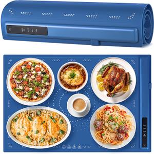 Warming Mat for Food - PHYSEN Electric Warming Tray for Buffet - Silicone Fast Heating Tray - Adjustable Temperature Warming Pads for Parties - Rollable & Portable Warming Kitchen Mat for Home Travel