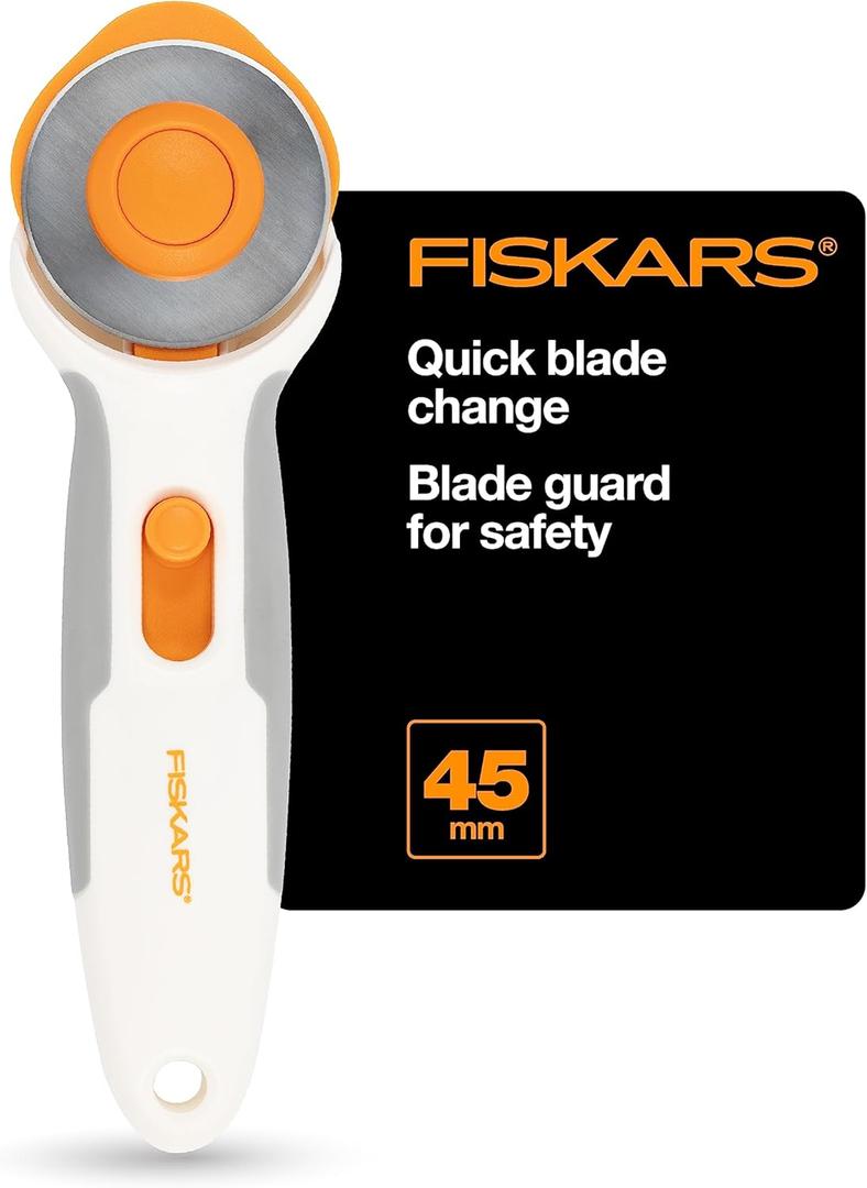 Fiskars Titanium Stick Rotary Cutter, Precision-Ground 45 mm Steel Rotary Blade, SoftGrip Handle