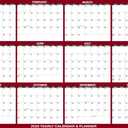 24" x 36" SwiftGlimpse 2026 Wall Calendar Erasable Large Wet & Dry Erase Laminated 12 Month Annual Yearly Wall Planner, Reversible, Horizontal/Vertical, Maroon