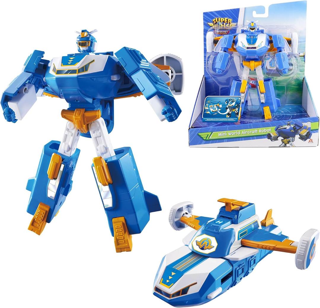 Super Wings World Aircraft Playsets | Season 6 New Air Moving Base | Airplane Toys Mini Plane Transformable Toys | Transform Aircraft to Robot | Preschool Toy Plane Set for 3 4 5 Year Old Boys Girls