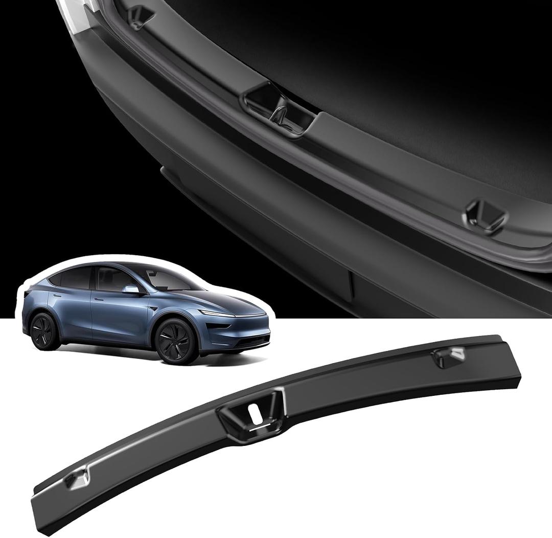 Rear Bumper Trunk Sill Guard Bumper Protection with Easy Glide Sliding Grooves for 2025/2026 Tesla Model Y Juniper Accessories, with Tesla Model Y Juniper 2025 2026 Refresh