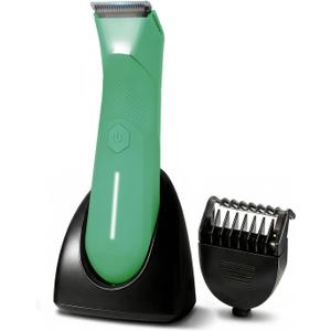 Body Trimmer for Men - Groin & Ball Shaver with Charging Dock - Constant Power No-Pull Electric Pubic Hair Clipper - 5-in-1 Guard Waterproof Body Groomer with LED Light, for Groin, Armpit & Body (Avocado Green)