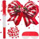 Red Christmas Bow Piata 15 Inch Candy Cane Bow Piata with Bat Blindfold and Confetti for Birthday Christmas Holiday Party Decorations Xmas Party Game Supplies
