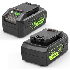 TREE.NB 24V 6.0Ah Replacement for Greenworks 24V Battery Long-Lasting Compatible with Greenworks 24 Volt Lithium Lawn Mower Battery 29842 29852 LB24A020 for Greenworks Trimmer Weed Blower (2Pack)