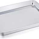 TeamFar Stainless Steel Compact Toaster Oven Pan Tray Ovenware Professional, 8''x10.5''x1'', Heavy Duty & Healthy, Deep Edge, Superior Mirror Finish, Dishwasher Safe