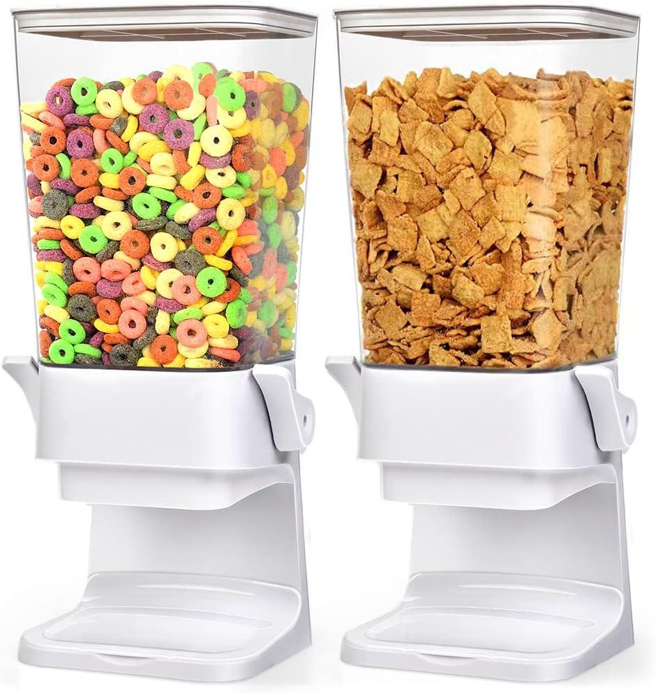 Cereal Dispenser Countertop 2 Pack 5.5 Qt Large Cereal Storage Container Holder Dispenser for Pantry Dry Food Snack Nut Candy Dispenser Countertop Kitchen Organization Storage for Oatmeal Granola (A(Upgrade Materials))