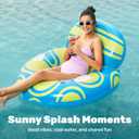 Sloosh Inflatable Pool Float Lounger - River Tube Floating Chair Sofa with Big Backrest, Blow Up Floaties Lake Raft Lounge with Mesh Bottom Handle Cup Holder Pool Party Toys for Adults (Blue Yellow)