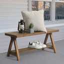 Solid Wood Bench, 43" Farmhouse Entryway Bench for Living Dining Room, Rustic Storage Bench Seat for Indoors, Natural
