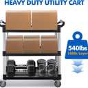 Utility Rolling Carts with Wheels, Large Plastic Service Carts, Heavy Duty Restaurant Cart with 4 Brake Lockable Wheels for Kitchen/Office/Warehouse (3 Tier-40.119.738.1inches/540lbs)