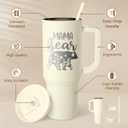 Mom Tumbler with Handle 40oz, Mama Bear Cup Stainless Steel Insulated Tumblers Coffee Travel Mug, Gifts for Moms from Daughter Son, Best Mother Gift for Christmas Birthday Mothers Day