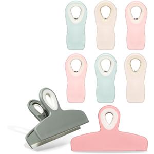 COOK WITH COLOR Bag Clips - Heavy Duty Chip Clip and Refrigerator Magnet Clips for Food Storage with Air Tight Seal Grip, Green and Pink, Pack of 8