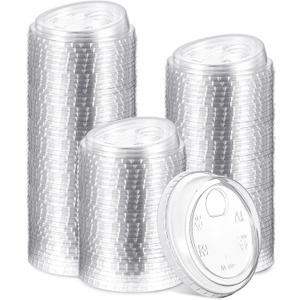 100 Count 90mm/3.5inch Strawless Sipper Lids, Clear PET Lids for Plastic Cup Disposable Cover for Cold Brew, coffee, beer, cocktail, wine or Beverage Cups
