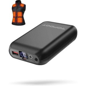 7.4V/5V 2A 16000mAh Heated Vest Battery Pack Compatible with ORORO and Venustas, NORSENN, Portable Power Bank with LED Display for  USB heated Vests Jacket Camping Chair Blanket(NOT for 12V