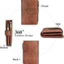 GOIACII Womens Wallets RFID Blocking Leather Trifold Clutch Wallet Credit Card Holder Ladies Purse 3 ID Windows Brown