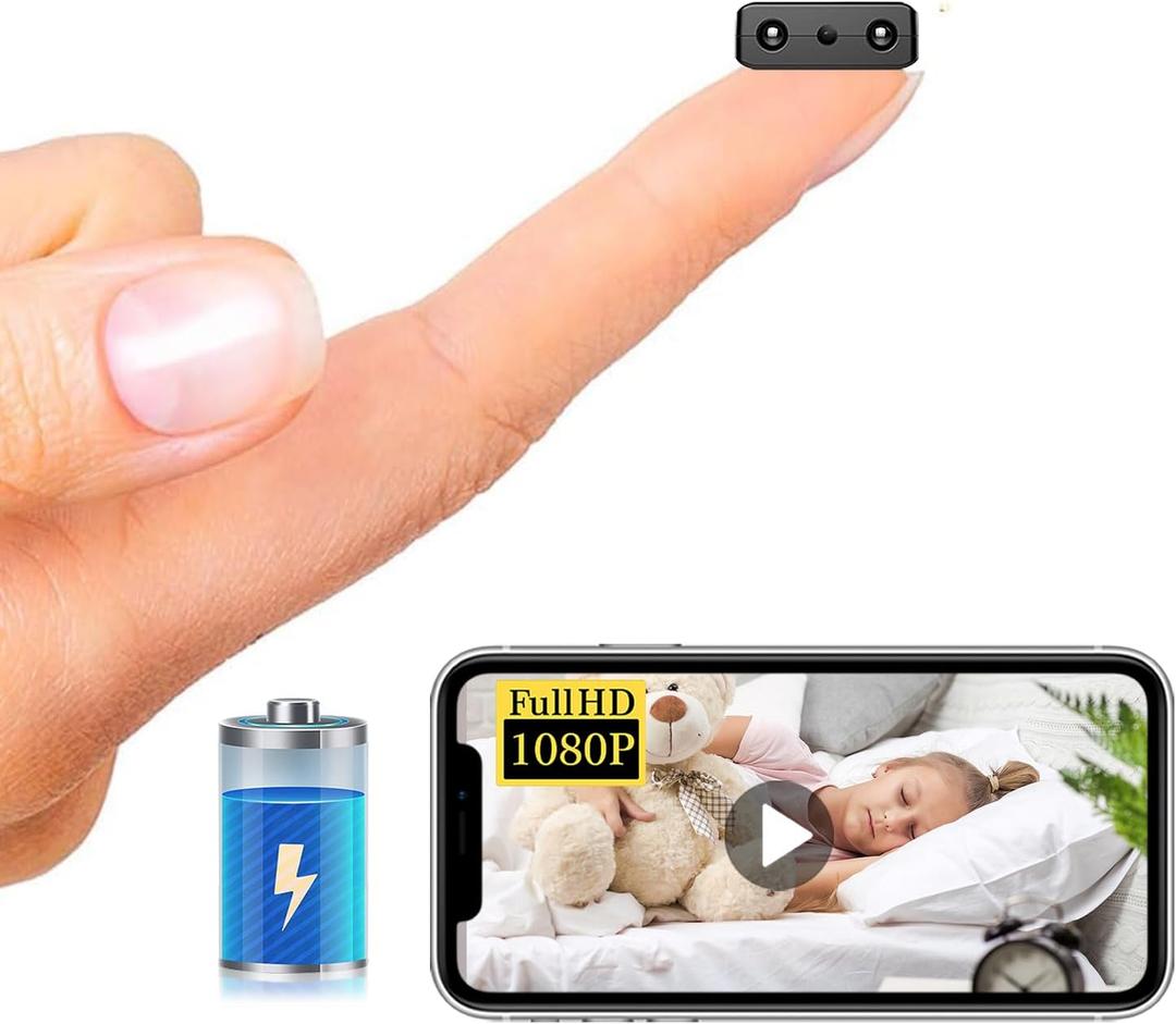 Smallest Wireless WiFi IP Camera,HD1080P Battery Camera,Mini Camera,Portable Video Recording Live Feed,Baby Monitor with Night Vision,Motion Detection,Cloud Storage for Security with iOS Android APP