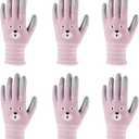 ANDANDA Kids Gardening Gloves, Nitrile Coated Children Yard Work Gloves with Grip, Suitable for Toddlers, Children, Girl, Boy (5L(Age7-9), Pink)