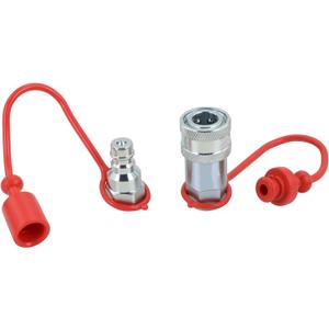 1/4" NPT Ag Hydraulic Quick Connect Coupler, ISO 5675 Poppet Pioneer Style Tractor Couplers with Dust Caps, Interchangeable with Parker 4000 Series | Eaton/Aeroquip FD42
