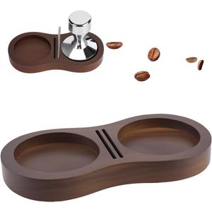 Tamping Station, Walnut Espresso Tamping Station, Espresso Accessories Organizer Compact Coffee Tamper Holder Coffee Maker Tool (Brown)