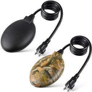 2 Pack Upgrade Bird Bath Heater for Outdoors in Winter, Pond Deicer 60 Watts Birdbath Deicer Water Heater Thermostatically Controlled with Auto Shut off Function for Patio Lawn (Army Green,Black)