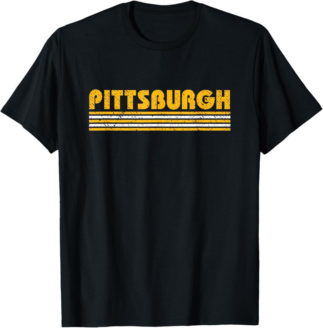 Pittsburgh Vintage 80s Retro Style T-Shirt, Xl, Womens, Black